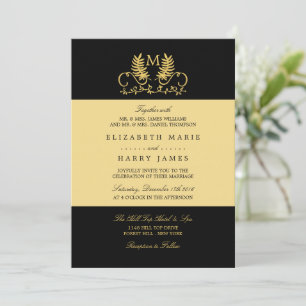Convite Casamento de Emblem Floral do Ouro