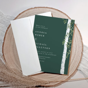 Convite Casamento de Emerald Birch Árvore Aspen Greenery