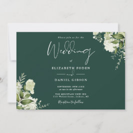 Convite Casamento de Emerald Botanical Greenery Monograma