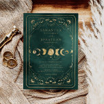 Convite Casamento de Emerald Green & Faux Dourado Tarot Ce<br><div class="desc">Emerald Green & Faux Dourado Tarot Celestial Convite para Casamento</div>