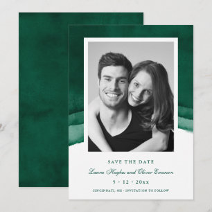 Convite Casamento de Emerald Green Watercolor Salva a Data