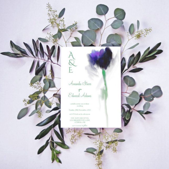 Convite Casamento de Emerald Greenery Tulip Floral Monogra (greenery tulip floral  wedding invitation )