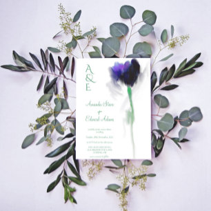 Convite Casamento de Emerald Greenery Tulip Floral Monogra