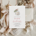 Convite Casamento de Enfeites de natal de inverno<br><div class="desc">Celebre seu estilo de casamento no inverno com este convite minimalista de casamento no inverno com uma ilustração aquática de um Enfeites de natal com anéis de casamento,  pinheiro e bagas de Natal. Com caligrafia elegante.</div>