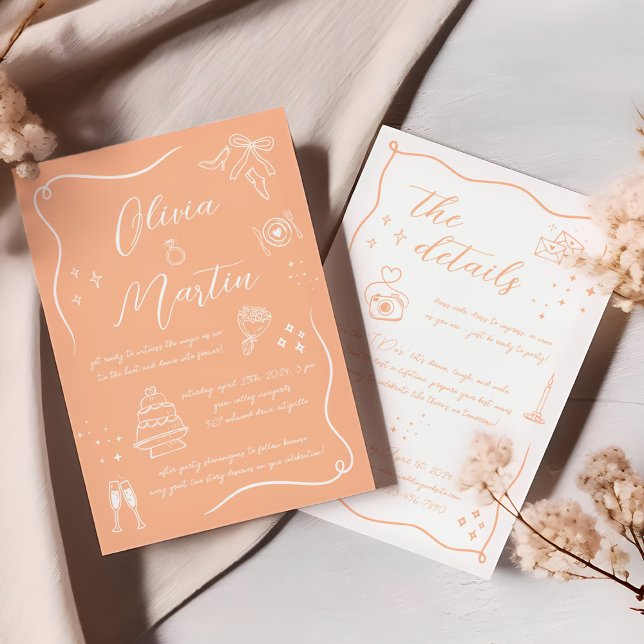 Convite Casamento de Ensino Divertido de Mão (Criador carregado)