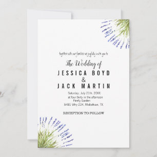 Convite Casamento de Erva Lavanda Rústica Elegante