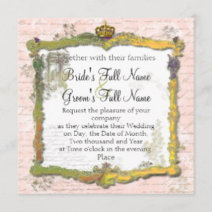 Convite Casamento de Escrevendo e Coroa Dourada em francê