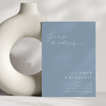 Convite Casamento de Escrita Azul Mínima Dusty Moderno Ele<br><div class="desc">Convocação para Casamento de Script Minimalista Moderno Elegante em Azul Dusty</div>