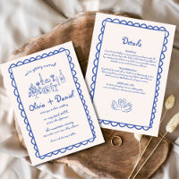 Casamento de Escrita Manual Azul Funk Desenhada à