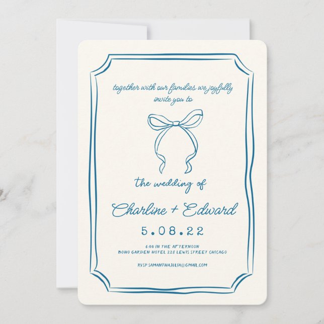 Convite Casamento de Escrita Manual de Desenho Funcional D (Frente)