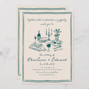 Convite Casamento de Escrita Manual de Desenho Funcional D