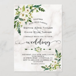 Convite Casamento de Escrita Manual Marble das Flores Bran