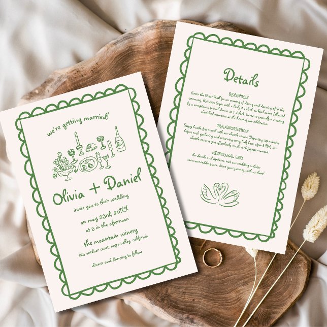 Convite Casamento de Escrita Manuscrita Funcional Desenhad (Criador carregado)