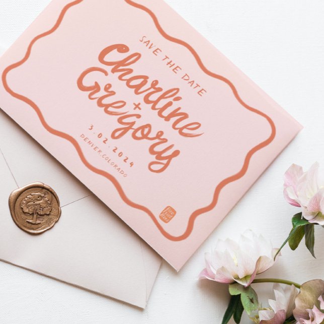 Convite Casamento de EscritaPicaCor-de-Rosa Retroativo Sal (Criador carregado)