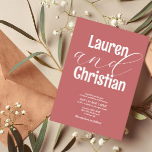 Convite Casamento de Escrituras Vermelhas Modernas Minimal