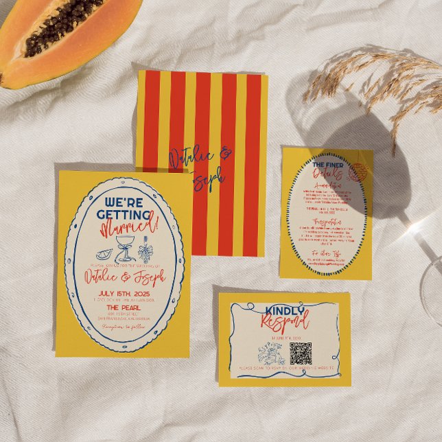 Convite Casamento de Escrivação à Mão Ilustrada Colorida (Criador carregado)