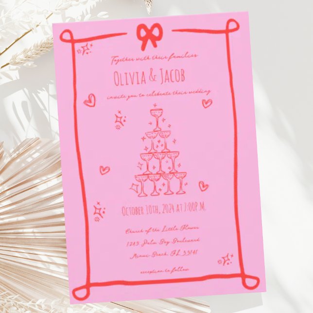 Convite Casamento de Escrivação de Arco Desenhado à Mão (Criador carregado)