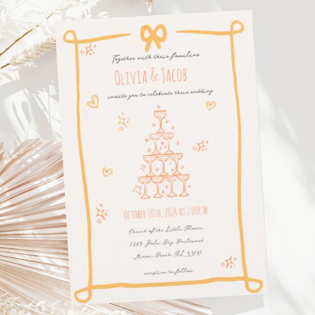 Convite Casamento de Escrivação de Arco Desenhado à Mão (Criador carregado)