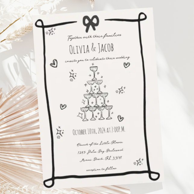 Convite Casamento de Escrivação de Arco Desenhado à Mão (Criador carregado)