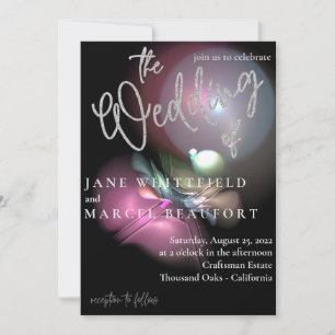 Convite Casamento de Espelhamentos Sparkle de Silver Flare