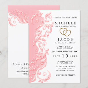 Convite Casamento de espiral floral rosa e RSVP
