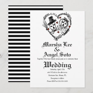 Convite Casamento de Esqueleto do Doodle de Halloween