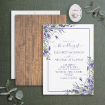 Convite Casamento De Estampagem De Madeira Eucalyptus, Lav<br><div class="desc">Estamos tão felizes com este eucalipto de lavanda de moda, convite de casamento rústico! Apresentando tipografia escrita manuscrita, lavandas e eucaliptos, flores botânicas de cor aquática e uma textura de madeira de casca de mel. Parte de uma suíte de casamento que esperamos que você ame tanto quanto nós: https://www.zazzle.com/collections/lavender_eucalyptus_floral_wood_wedding-119193107197450251 Muito...</div>