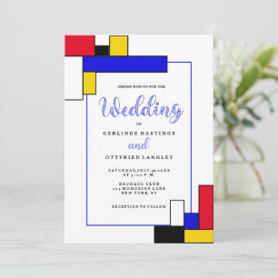 Convite Casamento de Estilo Bauhouse Mondrian