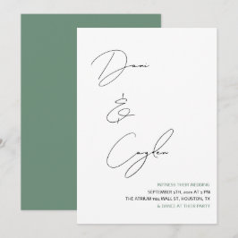 Convite Casamento de Estilo de Escrita Manual em Chic