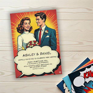 Convite Casamento de Estilo de História em Quadrinhos Vint