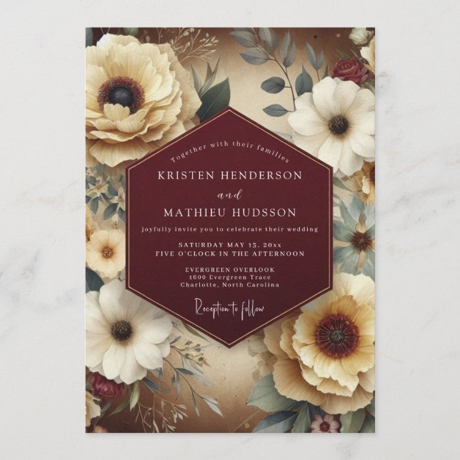 Convite Casamento de Estilo de Vida Marrom Teal (Frente)