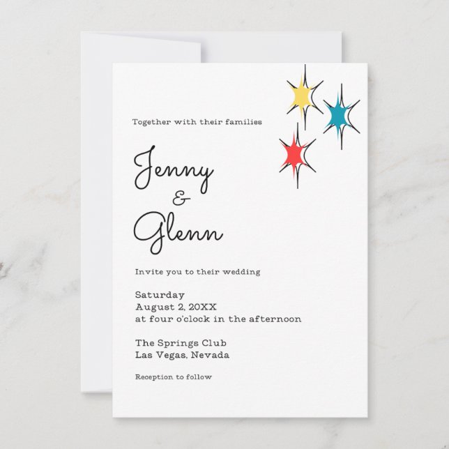 Convite Casamento de Estilo Rock and Roll 1950 (Frente)