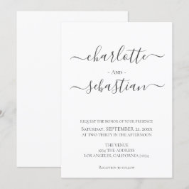 Convite Casamento de Estilo Simples de Tipografia Clássica
