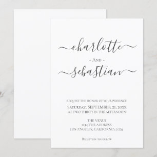 Convite Casamento de Estilo Simples de Tipografia Clássica