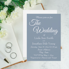 Convite Casamento de Estilo Simples Dusty Blue