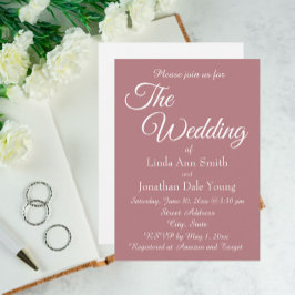 Convite Casamento de Estilo Simples Dusty Rosa