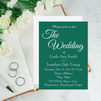 Convite Casamento de Estilo Simples Emerald Verde