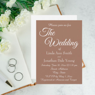 Convite Casamento de Estilo Simples Mocha
