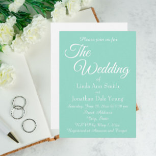 Convite Casamento de Estilo Simples Monocromático Seafoam