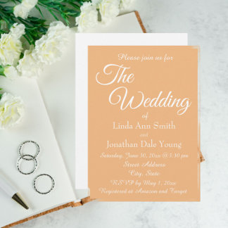 Convite Casamento de Estilo Simples Peach