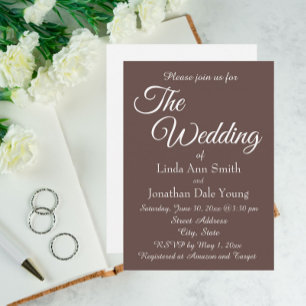 Convite Casamento de Estilo Simples Taupe