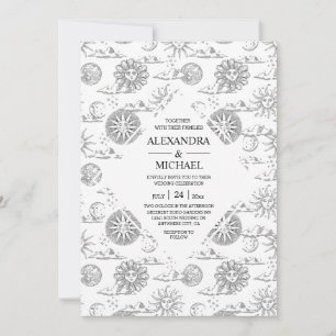 Convite Casamento de Estrelas Celestiais Místicas Negras e