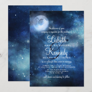 Convite Casamento de Estrelas da Galáxia Celestial Lua Che