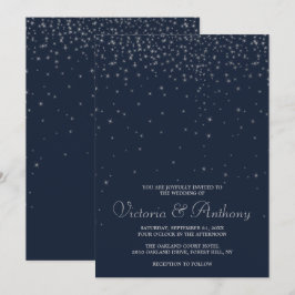 Convite Casamento de Estrelas Marinhos Elegantes e Silver