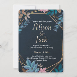 Convite Casamento de estrutura botânica moderna