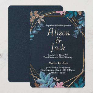 Convite Casamento de estrutura botânica moderna