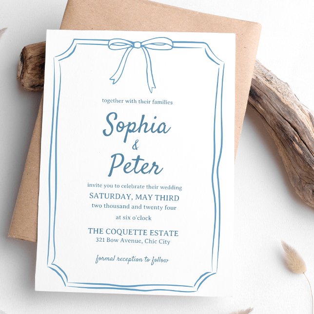 Convite Casamento de Eterno de Arco Azul Elegante Dusty (This soft blue invitation adds a peaceful, elegant touch to your wedding—customizable and chic.)