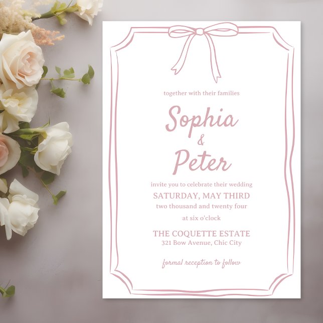Convite Casamento de Eterno de Arco Empoeirado Elegante (Graceful and timeless, this dusty rose wedding invitation brings a touch of elegance to your wedding)