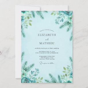 Convite Casamento de Eucalipto Abeto Azul Gelo