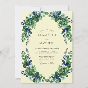 Convite Casamento de Eucalipto Amarelo Pálido